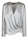 Giorgio Armani Women Grey Double Silk Satin Blouse