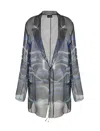 Giorgio Armani Night Water Print Self-tie Silk Blouse Jacket