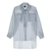 Giorgio Armani Scarf-detail Organza Shirt In Blue