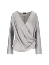 Giorgio Armani Shirt In Double-sided Silk Satin In Gray