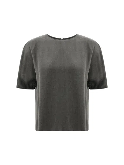 Giorgio Armani Crewneck Short-sleeved Top In Grey