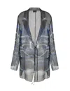 Giorgio Armani Night Water Print Self-tie Silk Blouse Jacket In Printed