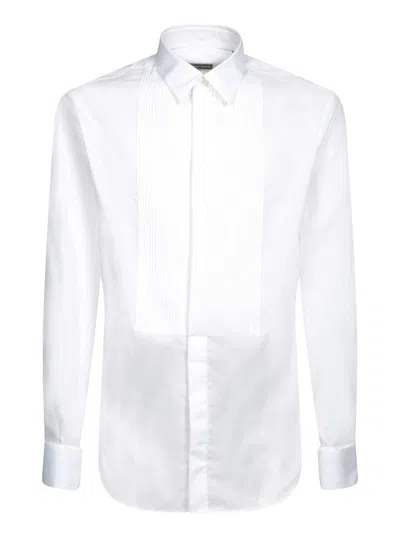 Giorgio Armani Pleated Curved Hem Shirt In White