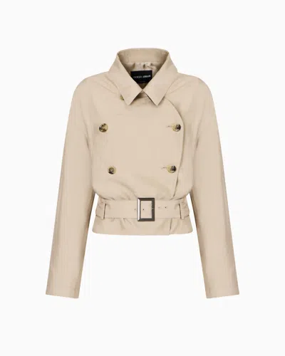 Giorgio Armani Short, Double-breasted Jacket In Washed Shantung Silk