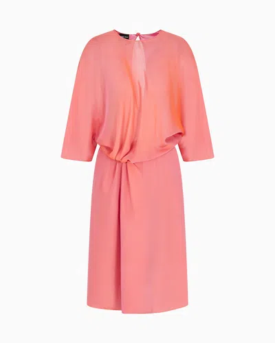 Giorgio Armani Short Dress In Two-tone Silk Chiffon In Pink