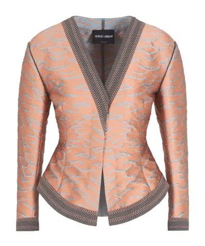 GIORGIO ARMANI SHORT JACKET IN A JACQUARD SILK BLEND
