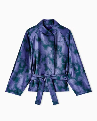 Giorgio Armani Short Jacket In A Two-tone Silk Blend Jacquard In Purple