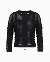 Giorgio Armani Short Jacket In Black Embroidered Lace With Zip In Black