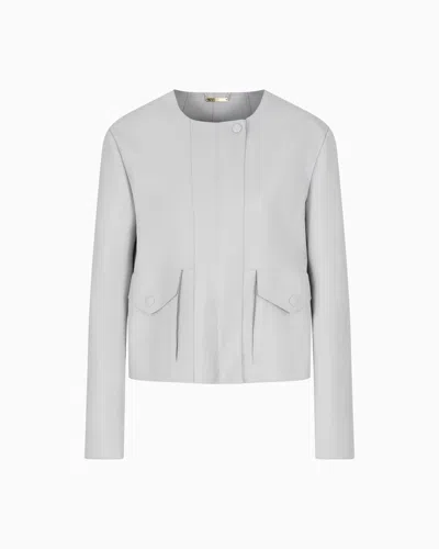 Giorgio Armani Short Nappa-leather Jacket In Gray