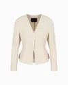 Giorgio Armani Short, Single-breasted Linen Jacket In Brown