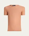 Giorgio Armani Short Sleeve Cotton Sweater In Solid Dark Orange