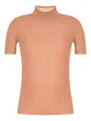 Giorgio Armani Short-sleeve Mock-neck Top In Brown