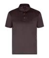 Giorgio Armani Silk Cotton Polo Shirt With Regular Fit In Brown