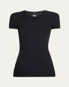 Giorgio Armani Short-sleeve Seamless Sweater In Black