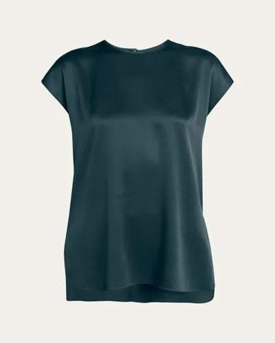 Giorgio Armani Short Sleeve Silk Blouse In Green