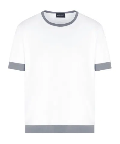 Giorgio Armani Crew-neck Organic Cotton T-shirt In White