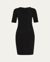 Giorgio Armani Short-sleeve Wool Crepe Stretch Dress In Black