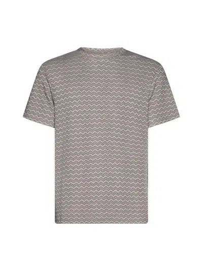 Giorgio Armani Short Sleeve Zigzag Pattern T-shirt With Design In Gray