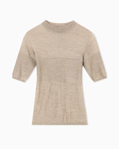 Giorgio Armani Short-sleeved Cashmere And Silk Jumper In Neutral
