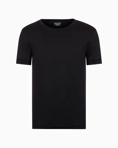 Giorgio Armani Short-sleeved Cashmere Icon Jumper In Black
