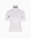 Giorgio Armani Short-sleeved Cashmere Rollneck Jumper In Neutral