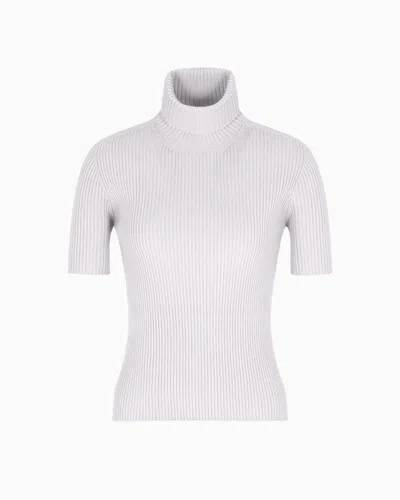 Giorgio Armani Short-sleeved Cashmere Rollneck Jumper In Neutral