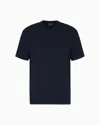 Giorgio Armani Asv Stretch Viscose And Cashmere Blend Crew Neck T-shirt In Blue