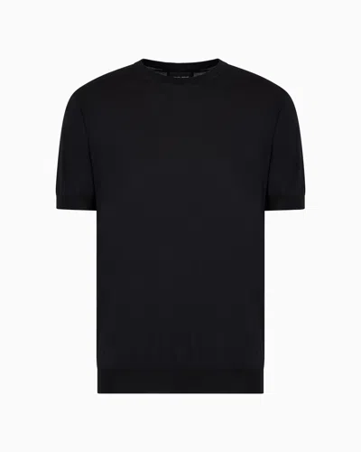 Giorgio Armani Official Store Silk And Cotton Crew-neck Jumper In Black