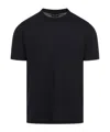 Giorgio Armani Wool Jersey Crew-neck T-shirt With A Striped Motif In Blue