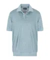 Giorgio Armani Short-sleeved Polo Shirt In Linen Jersey In Blue