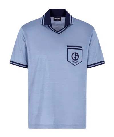 Giorgio Armani Short-sleeved Polo Shirt In Blue