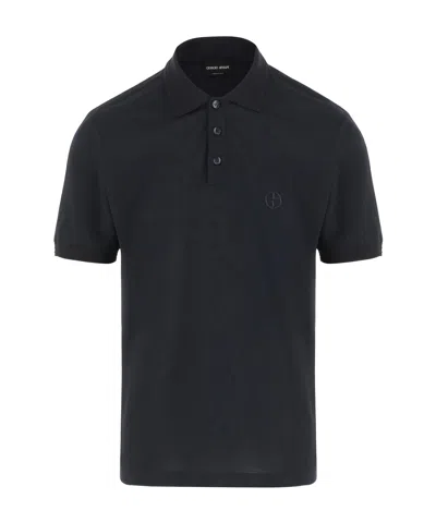 Giorgio Armani Short-sleeved Polo Shirt In Black