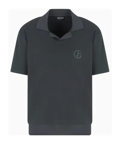 Giorgio Armani Short-sleeved Polo Shirt In Black
