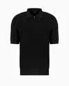 Giorgio Armani Short-sleeved Polo Shirt In A Ribbed Viscose Blend In Black