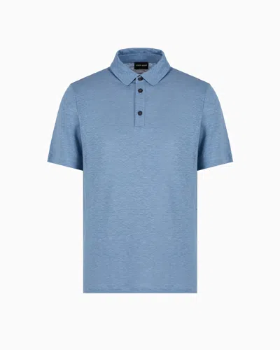 GIORGIO ARMANI SHORT-SLEEVED POLO SHIRT IN PURE LINEN JERSEY
