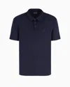 Giorgio Armani Short-sleeved Polo Shirt In Virgin-wool Interlock In Blue