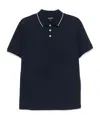 Giorgio Armani Tipped Short Sleeve Cotton Polo In Navy Blue