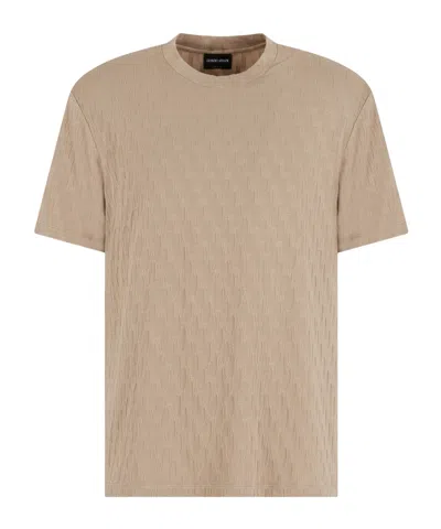 Giorgio Armani Short-sleeved Round Collar T-shirt In Beige