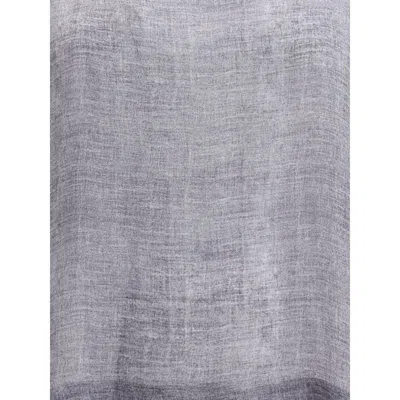 Giorgio Armani Short-sleeved Silk Top In Gray