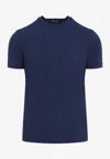 Giorgio Armani Crew Neck Plain Design Short Sleeves T-shirt In Blue