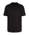 Giorgio Armani Logo Embroidery Cotton T-shirt In Black