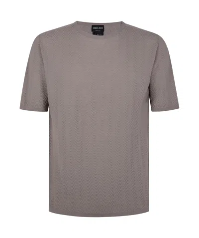 Giorgio Armani Crew Neck Short Sleeves Textured Fabric T-shirt In Multicolor