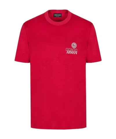 Giorgio Armani Short-sleeved T-shirt With Round Neck In Red