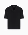 Giorgio Armani Short-sleeved V-neck Jumper In Virgin Wool In Black