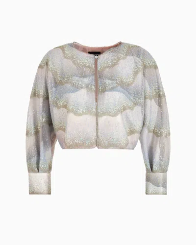Giorgio Armani Crystal Printed Silk Bolero Jacket In Pattern