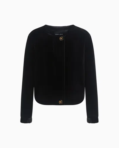Giorgio Armani Short, Velvet Jacket In Black