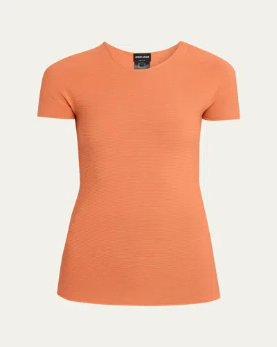 Giorgio Armani Short-sleeve Crewneck Sweater In Orange