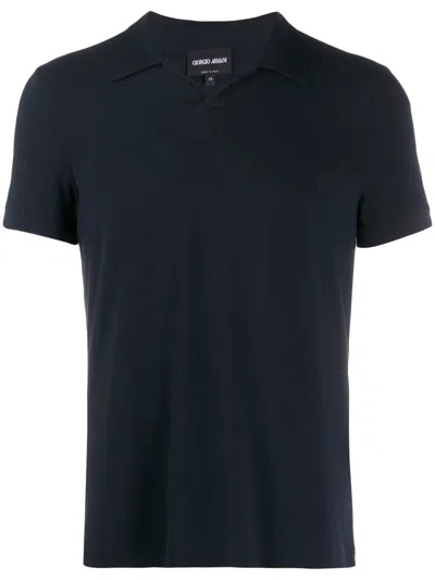 Giorgio Armani Short Sleeve Polo Shirt In Black