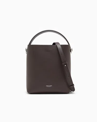 Giorgio Armani Shoulder Bag In Leather With Split Leather Lining In Brown