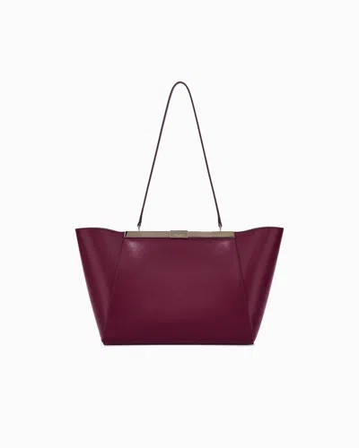 Giorgio Armani Shoulder Bag In Leather With Split Leather Lining In Burgundy